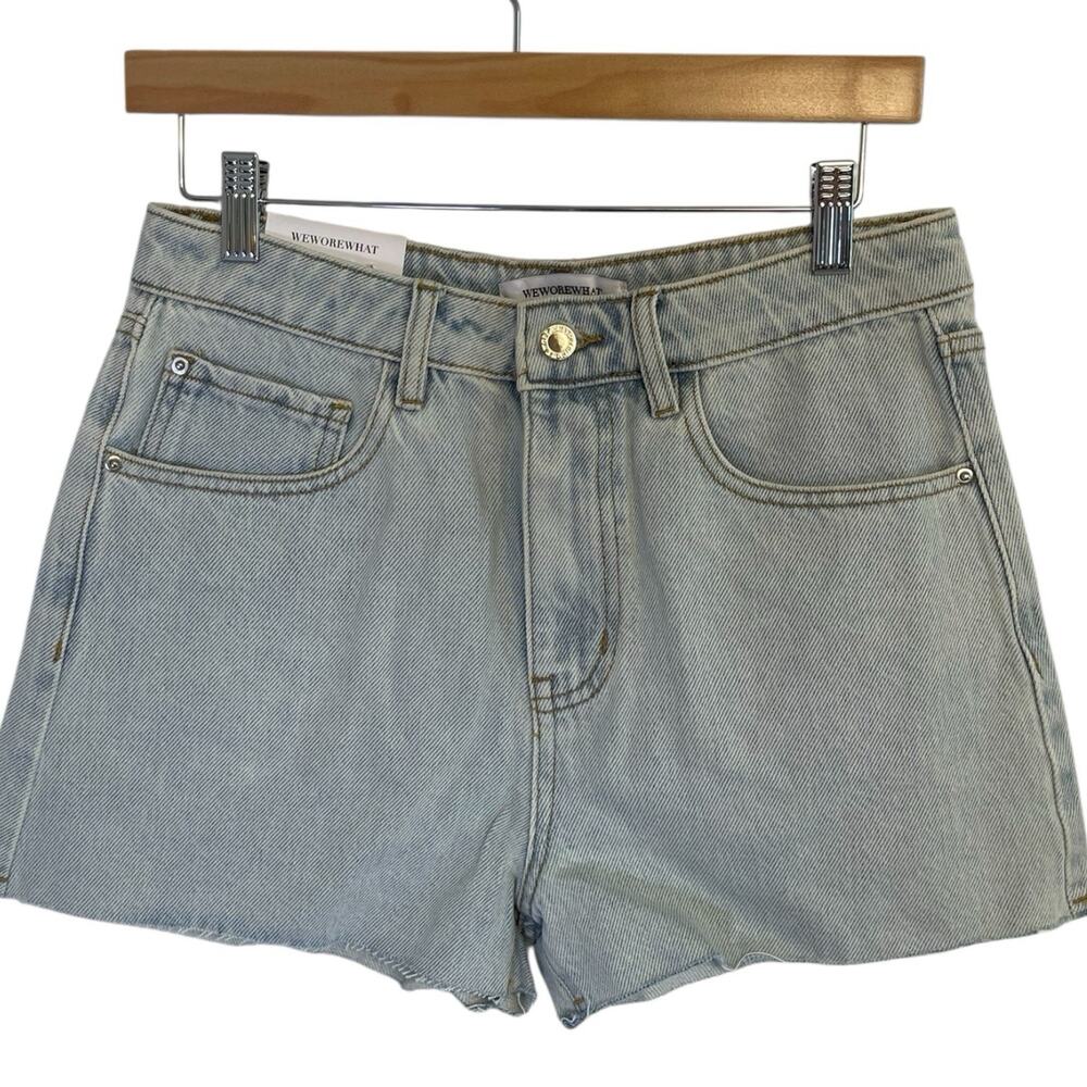 NWT WeWoreWhat x Revolve Denim High Rise Shorts Womens Size 27 Light Wash Cutoff